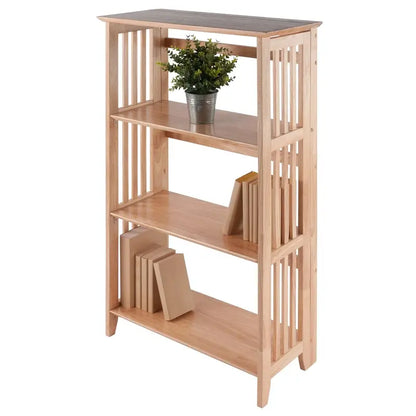 Three-Section Foldable Shelf in Natural Wood Finish