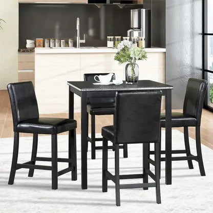 Contemporary 5-Piece Dining Set  Square Counter-Height Table + 4 Upholstered Chairs