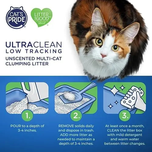 Cat’s Pride Max Power: UltraClean Low-Tracking Clumping Litter  99% Dust-Free, Unscented, 15 lbs  10 Days Odor Control