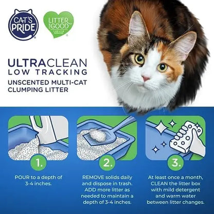 Cat’s Pride Max Power: UltraClean Low-Tracking Clumping Litter  99% Dust-Free, Unscented, 15 lbs  10 Days Odor Control