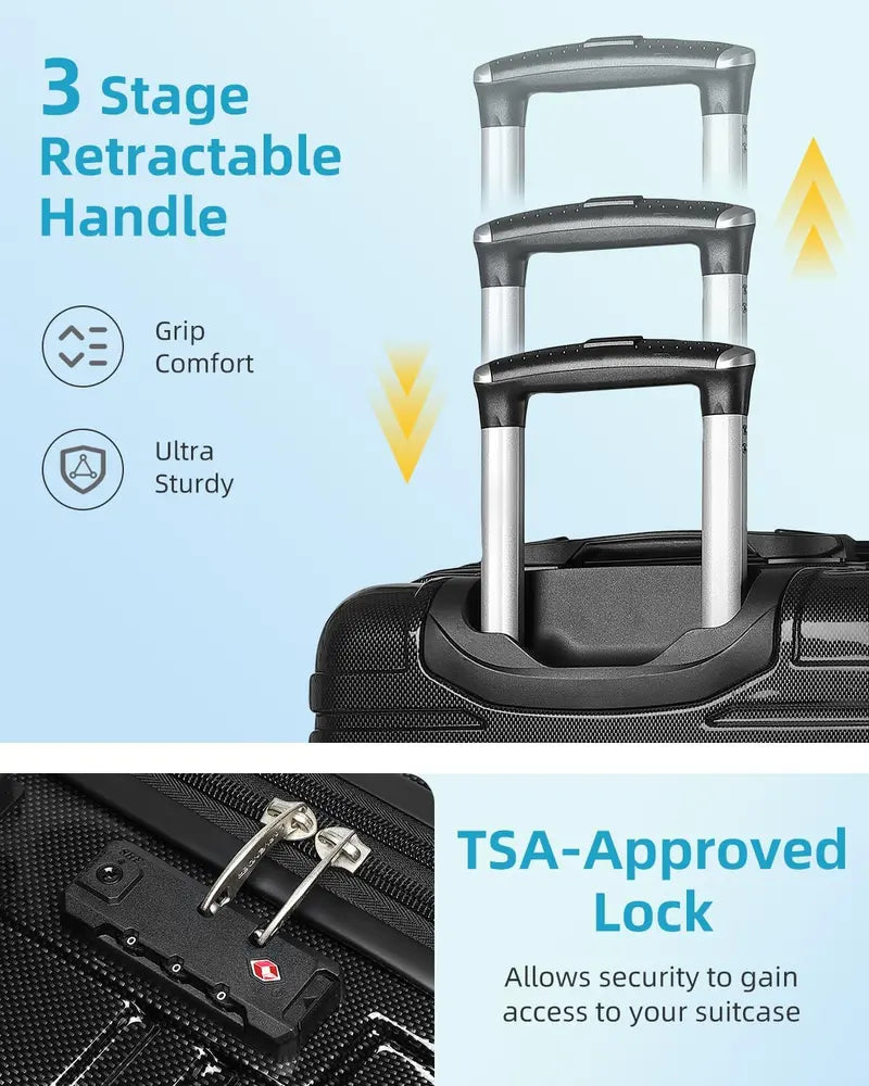 6-Piece Expandable Rolling Luggage Set  Lightweight Hardshell Suitcases with Smooth-Spinning Wheels & Modular Packing Options