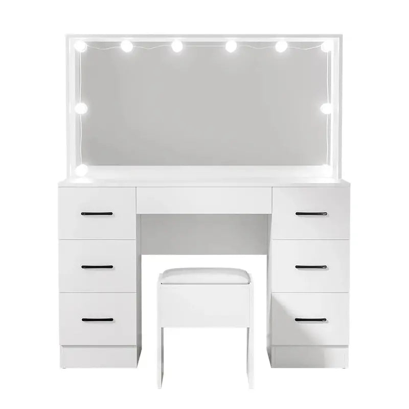 Artiss White Dressing Table Set  LED-Lit Vanity Mirror with Stool & 10 Bulbs