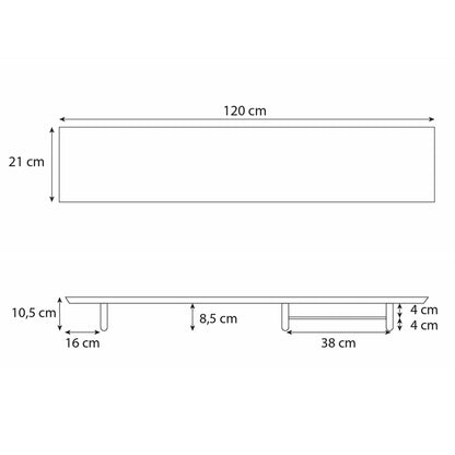 Tablette support d'écran 120x21x10,5 cm - TAB