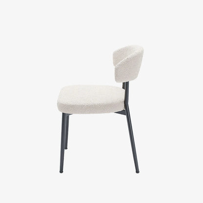 Lot de 2 chaises de salle   manger en tissu bouclette blanche & m tal noir Mona