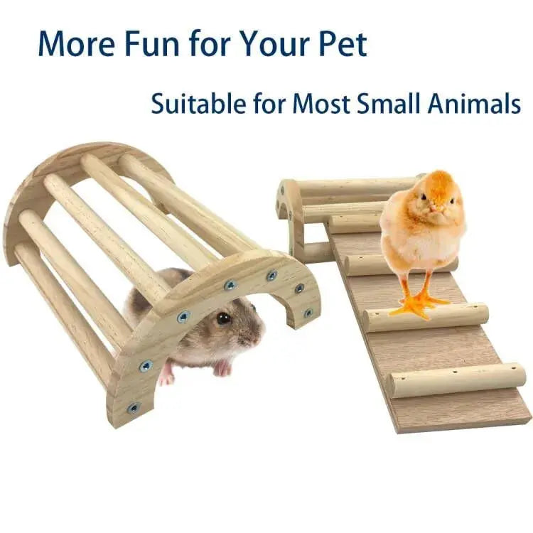 Natural Pine 3-in-1 Climbing Ramp Toy for Chicks, Hamsters & Gerbils  Safe, Durable Pet Accessory