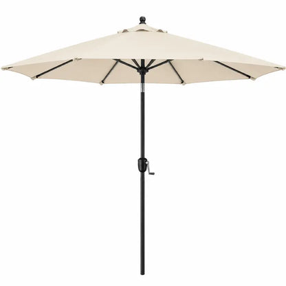 9 ft Crank-Operated Patio Table Umbrella with UV-Protective Canopy and 8-Rib Support