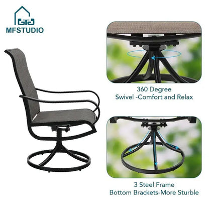 8-Piece Outdoor Dining Set  Includes Umbrella & Six Swivel Sling Chairs