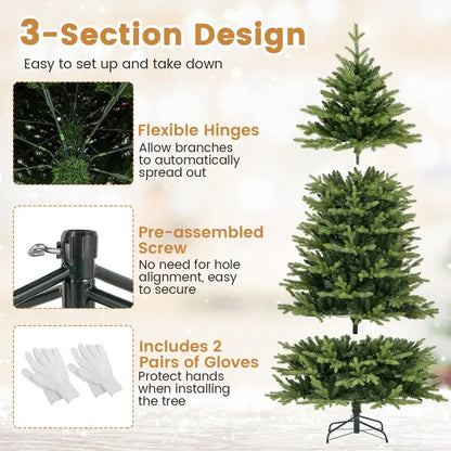 Full-Bodied 7-Foot Hinged Artificial Christmas Tree with 470 Warm White & Multi-LED Lights