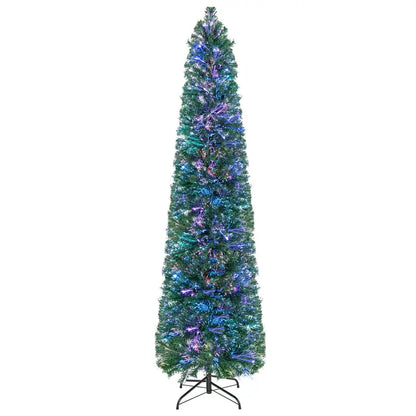 6-Foot or 7-Foot Fiber Optic Pencil-Style Christmas Tree for Compact Holiday Spaces
