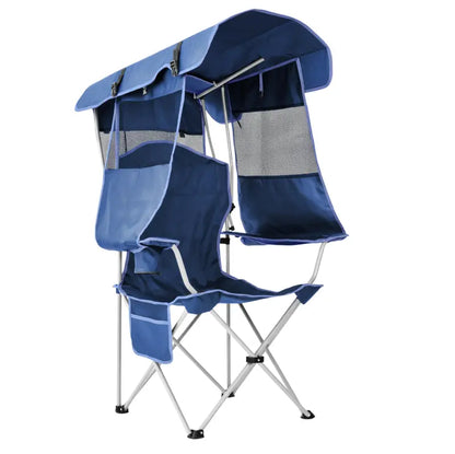 Adjustable Canopy Camping Chair with Rear Sun Shade Panel for Extended Outdoor Use