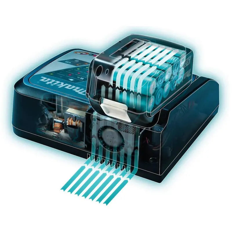 Makita 18-Volt LXT Lithium-Ion Battery and Rapid Optimum Charger Starter Pack (5.0Ah) with bonus 18V LXT Inflator (Tool-Only) BL1850BDC2DMP18