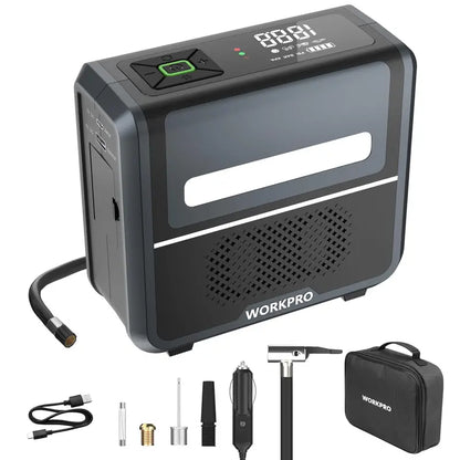 WORKPRO Portable 12V Tire Inflator with Digital Pressure Gauge & Auto-Shutoff