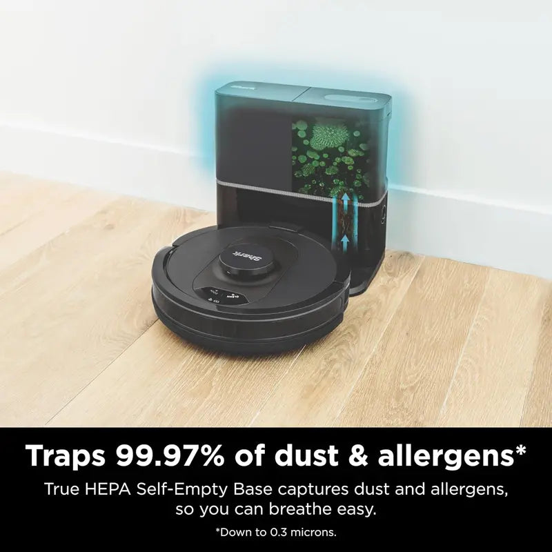 Cool Grey Voice-Controlled Robot Vacuum  Matrix Clean Mapping, 60-Day Self-Empty Base & All-Surface Cleaning Performance