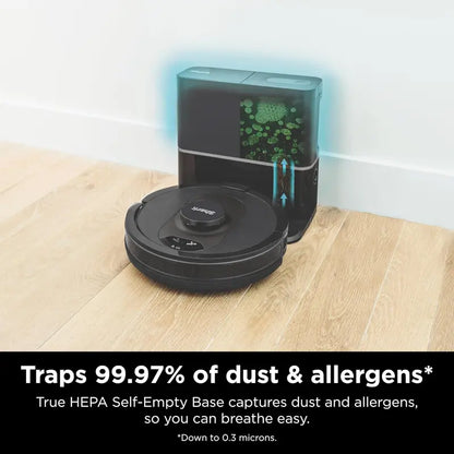 Cool Grey Voice-Controlled Robot Vacuum  Matrix Clean Mapping, 60-Day Self-Empty Base & All-Surface Cleaning Performance