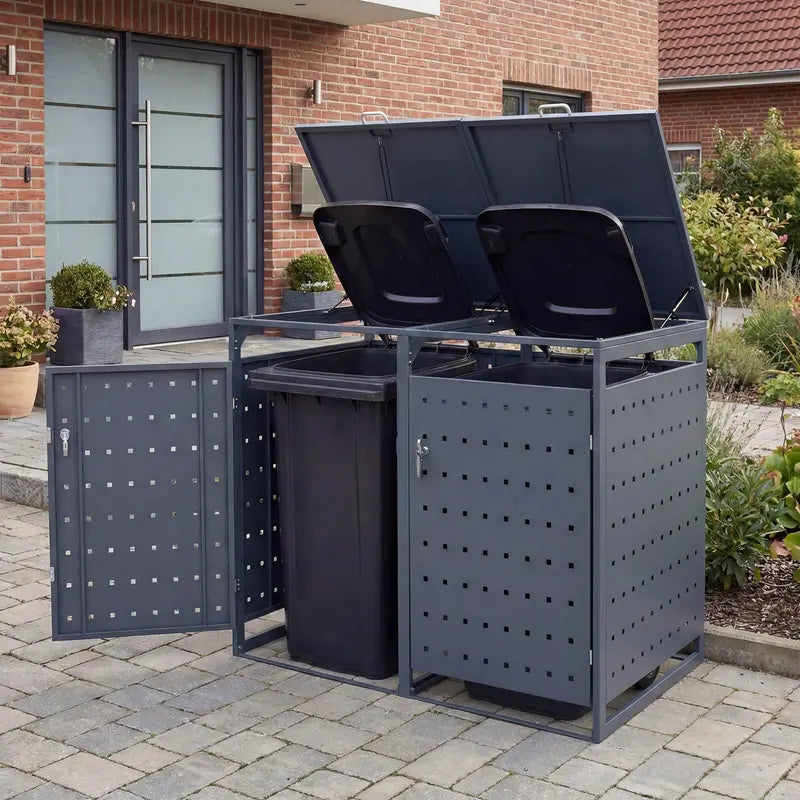 44-Cubic-Foot Outdoor Storage Bin with Dual Locking Doors, Gas Struts & Shock Absorption