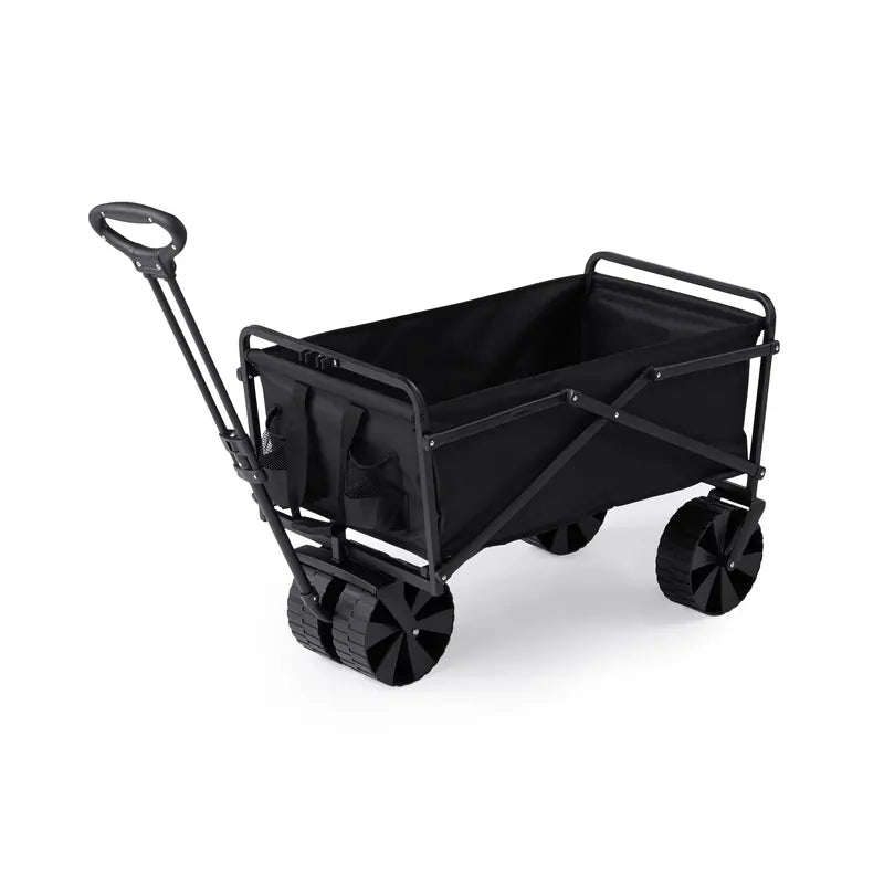 Seina 150lb Capacity Collapsible Steel Outdoor Utility Wagon Cart, Black