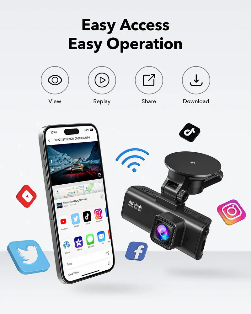 REDTIGER Dash Cam Front Rear, 4K/2.5K Full HD Dash Camera for Cars