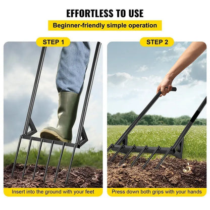 Heavy-Duty 46-Inch Broadfork Hand Tiller for Deep Soil Cultivation