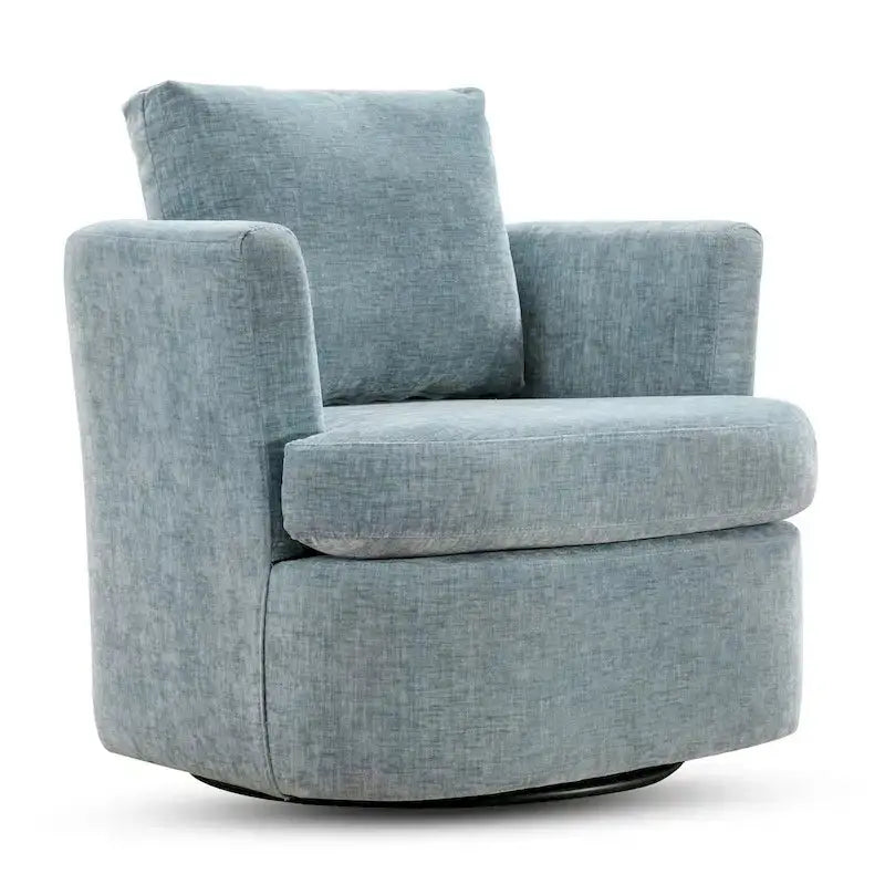 Modern Chenille Swivel Accent Chair  Barrel-Style Rotating Armchair for Living Spaces