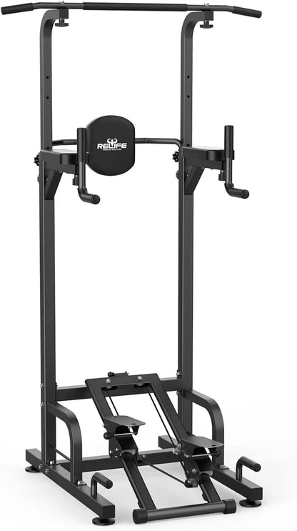 RELIFE Power Tower  Pull-Up, Dip &amp; Push-Up Station for Total-Body Calisthenics