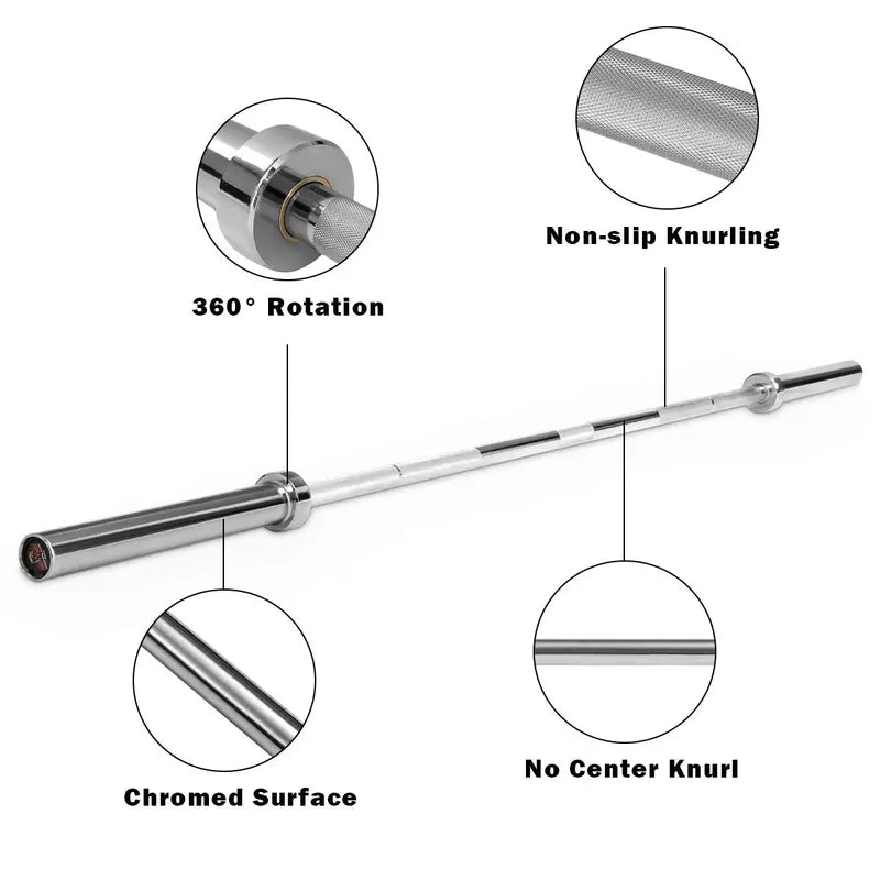 7-Foot Solid Olympic Barbell  Rated for 7001000 lbs, Compatible with 2-Inch Plates