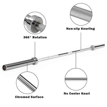7-Foot Solid Olympic Barbell  Rated for 7001000 lbs, Compatible with 2-Inch Plates