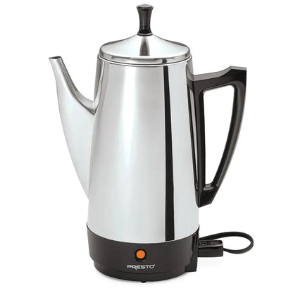 Presto 12-Cup Stainless Steel Percolator  Fast-Brewing Stovetop Coffee Maker (Silver)