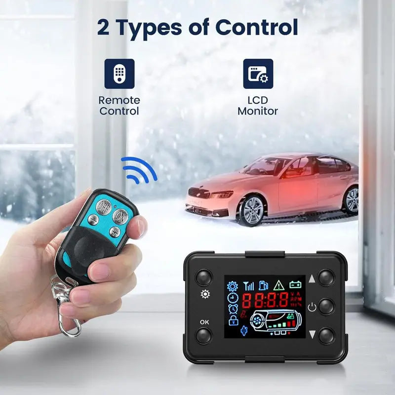 Hcalory Diesel Air Heater, 12V 5KW-8KW Parking Heater with LCD Switch   Remote Control   Muffler for Motorhome Boat RV Trucks Car Bus Trailer, Black