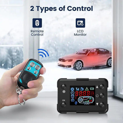 Hcalory Diesel Air Heater, 12V 5KW-8KW Parking Heater with LCD Switch   Remote Control   Muffler for Motorhome Boat RV Trucks Car Bus Trailer, Black