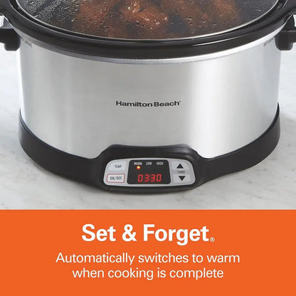 Hamilton Beach 8-Quart Programmable Slow Cooker  Triple Heat Settings, Dishwasher-Safe Crock