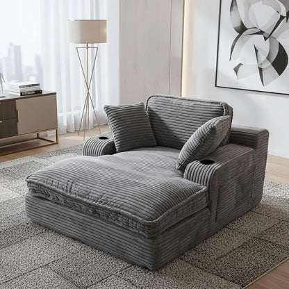 67-Inch Cloud-Like Chaise Lounge  Soft Boneless Design with Pillows and Side Pockets