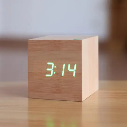 Modern Digital Wall Clock  Sleek Wooden Frame with Clear LED Display
