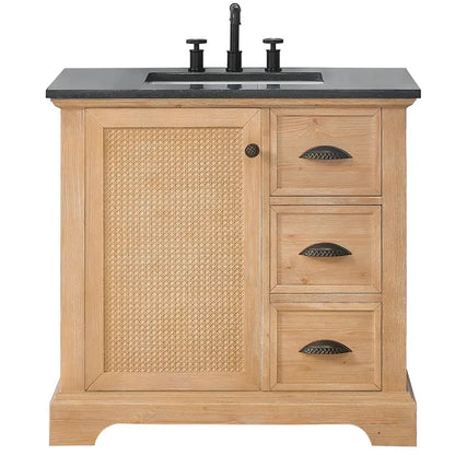 Hervas Bathroom Vanity with Natural Marble Countertop  Mirror Not Included