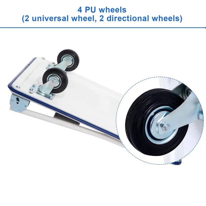 Heavy-Duty Folding Platform Cart  660 LB Capacity Flatbed Dolly with Smooth-Rolling Casters