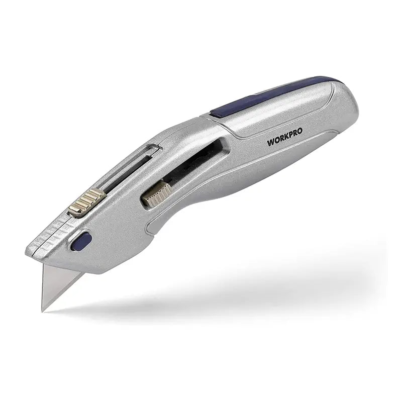 WORKPRO Retractable Utility Knife  Self-Retracting Safety Box with 2 Spare Blades