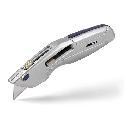 WORKPRO Retractable Utility Knife  Self-Retracting Safety Box with 2 Spare Blades