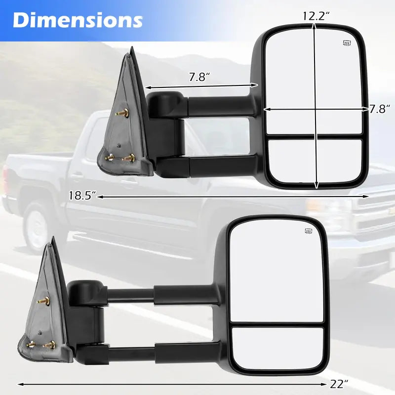 Towing Mirrors for 20032006 Chevrolet Silverado & GMC Sierra Full-Size Trucks
