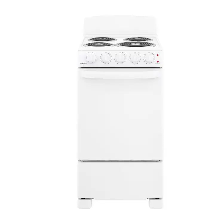 2025 20-Inch 4-Burner Electric Range  Freestanding White Smooth-Top Cooking Appliance