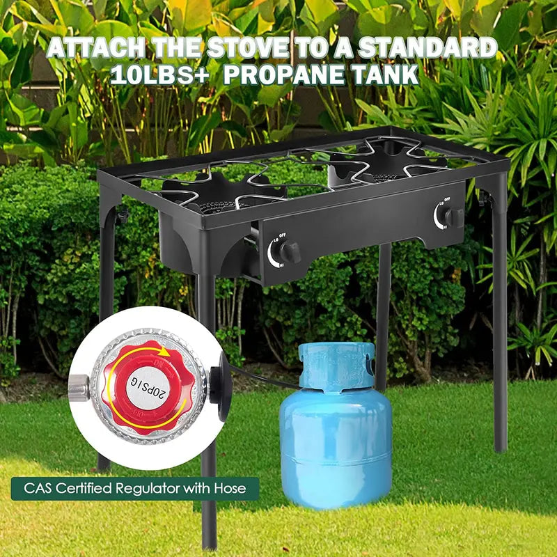 Portable High-Pressure Propane Burner  Outdoor Gas Cooker for Camping and Tailgating
