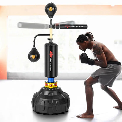 Freestanding Boxing Speed Trainer  360° Rotating Bar with Dual Reflex Balls