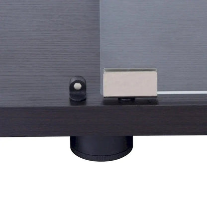 Lighted Double-Door Glass Display Cabinet  Black Finish with Four Adjustable Shelves
