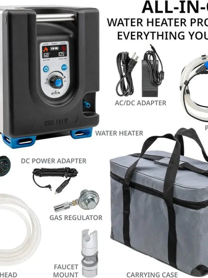 Portable Propane Water Heater & Shower Pump with LCD, Battery & Safety Shutoff  Instant Hot Water for Camping & Hiking