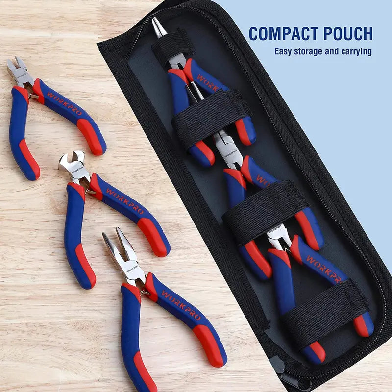 WORKPRO Mini Pliers Set  6-Piece Compact Hand Tool Kit with Carrying Pouch