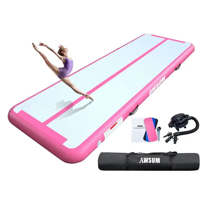 AWSUM Inflatable Gymnastics Mat  10/13/16 Ft Tumble Track with 4-Inch Thickness & Included Electric Pump