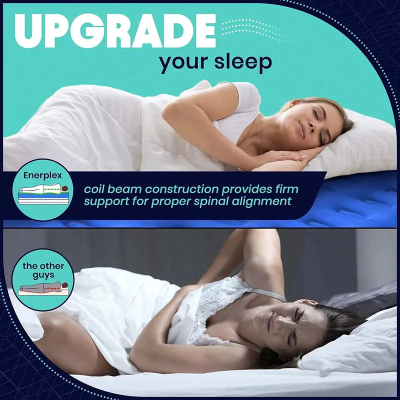 EnerPlex Double-Height Air Mattress with Integrated Pump  Queen Size, 13″ Raised Profile