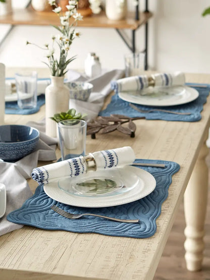 French Blue Quilted Farmhouse Placemat (Set of 6)