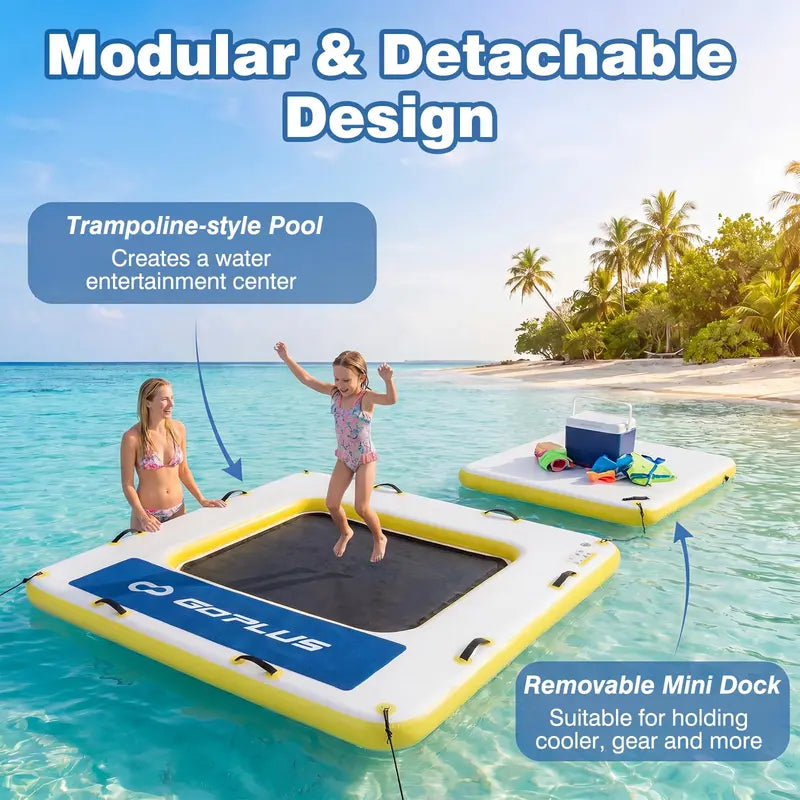 8′ x 8′ Inflatable Swim Platform  Floating Dock with 6-Inch Cushioned Thickness