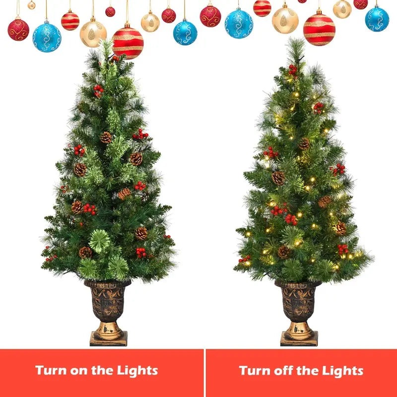 5-Foot Pre-Lit Tabletop Christmas Tree  Compact Artificial Entrance Fir with 100 Energy-Efficient LEDs