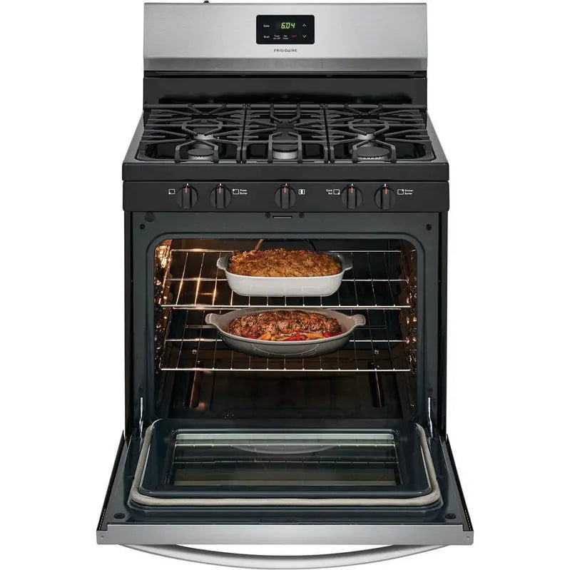 Frigidaire 30″ Freestanding Gas Range  Stainless Steel, 5-Burner Cooktop, FCRG3052AS Model