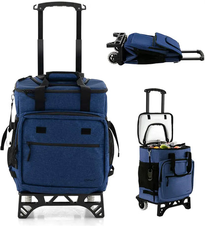 Collapsible 50-Can Rolling Cooler  3-in-1 Insulated Soft Bag with Removable Wheels